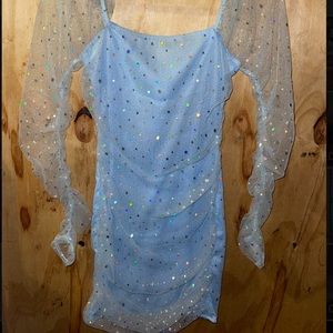 Shein Dress- Baby Blue-Glitter